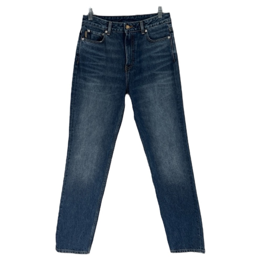 GANNI Straight Leg Designer Logo Dark Wash High Waist Classic Denim Jeans 29